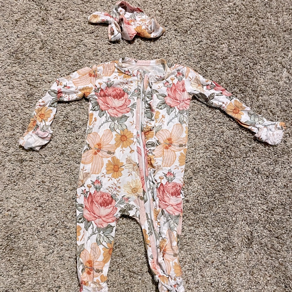 Baby footed pajamas.